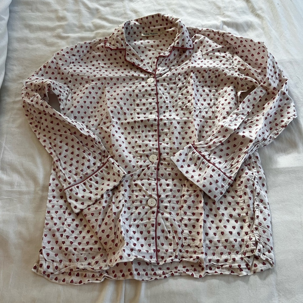 Roller Rabbit linen pink hearts pajama set